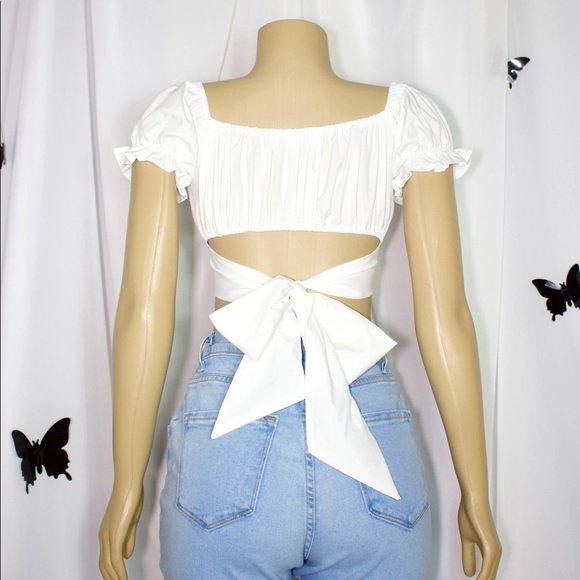 White Bow Tie Blouse - Picture 2 of 6
